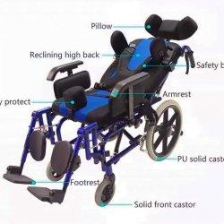 Reclining Tilting Seat Paediatric Wheelchair With Headrest And Legrests-Premium-Child-Chair